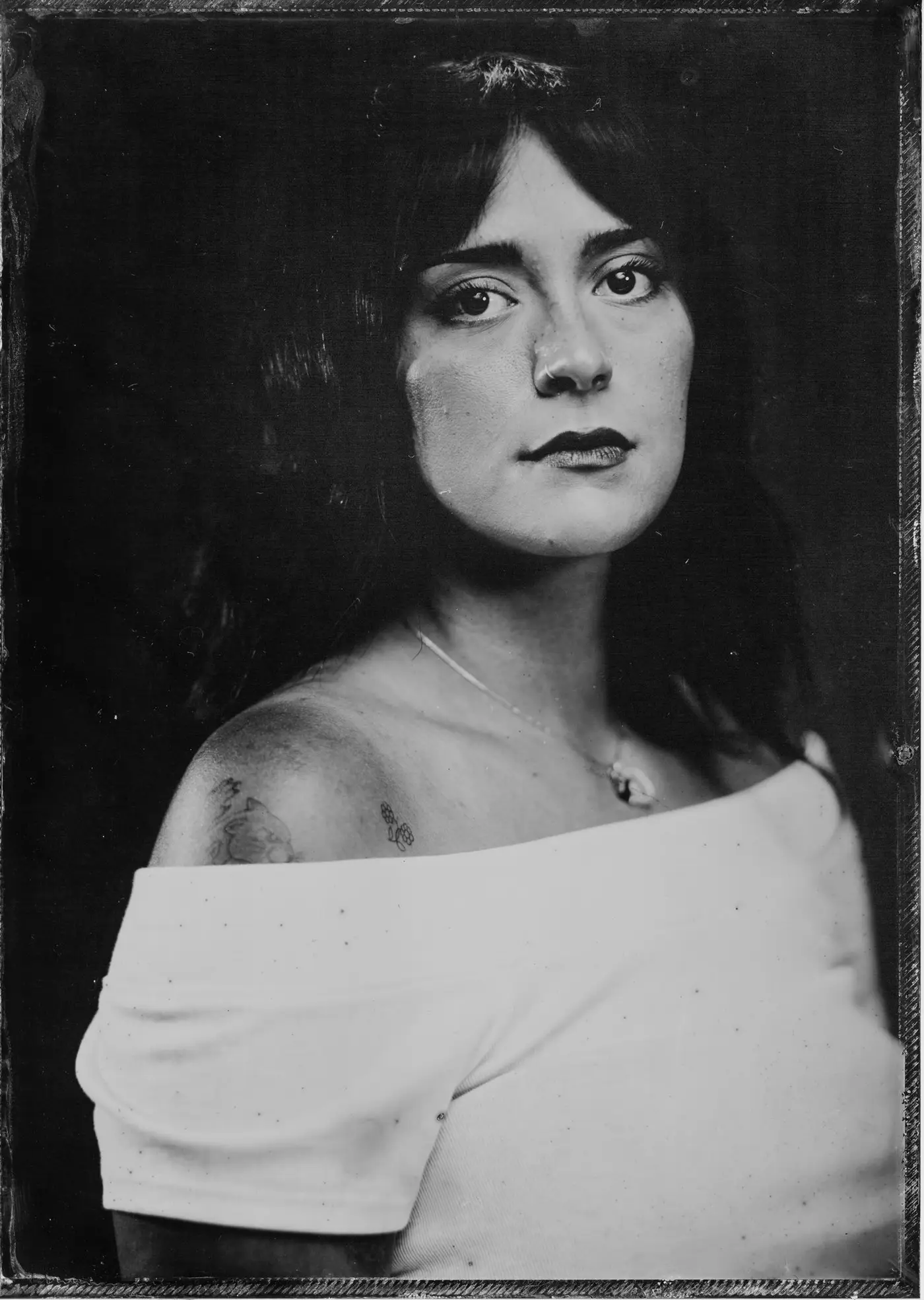 Wet plate collodion tintype portrait made in Los Angeles, plate 01