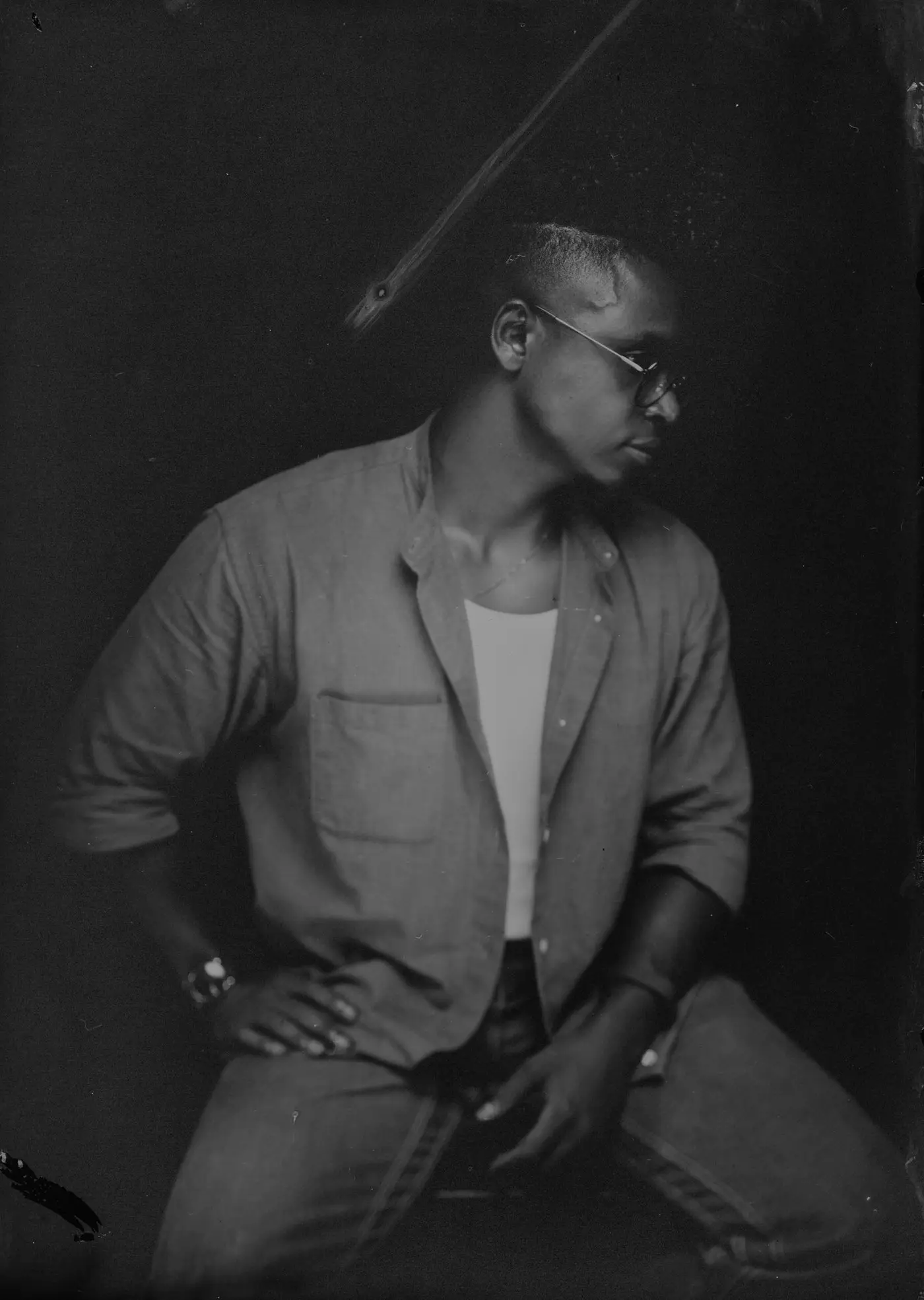 Wet plate collodion tintype portrait made in Los Angeles, plate 19